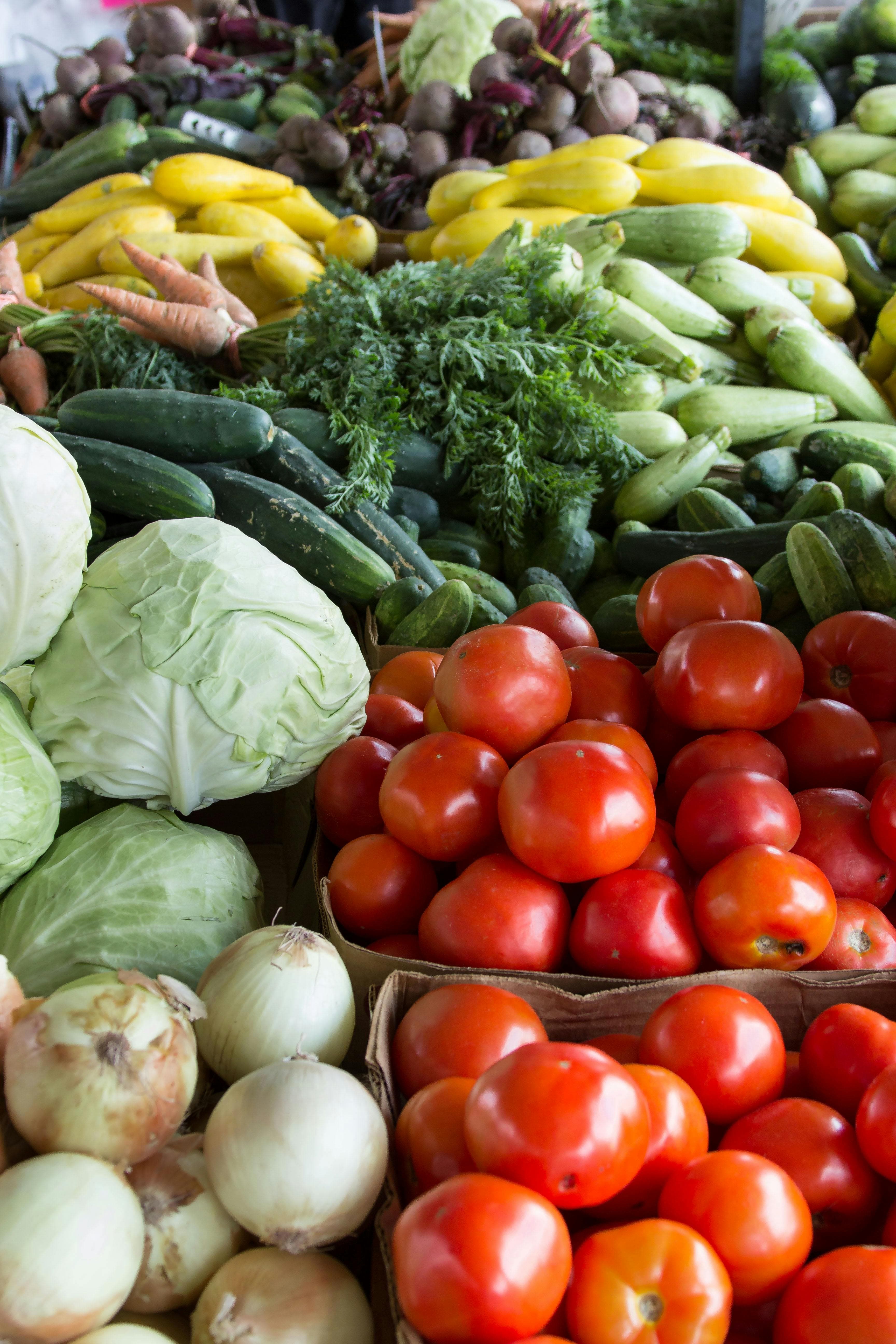 Fresh vegetables laid out in a market